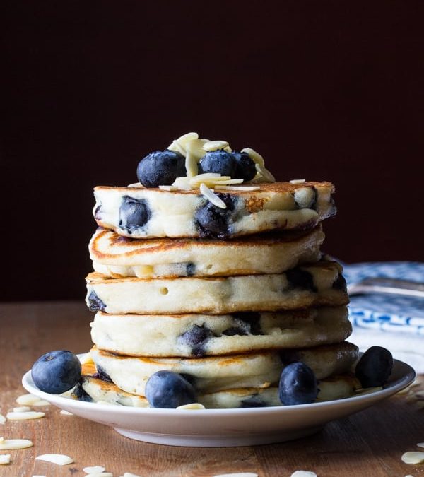 Extra Fluffy Almond Blueberry Pancakes